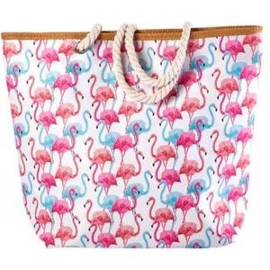 NWT Flamingo Print Renshun XL Beach Tote Bag